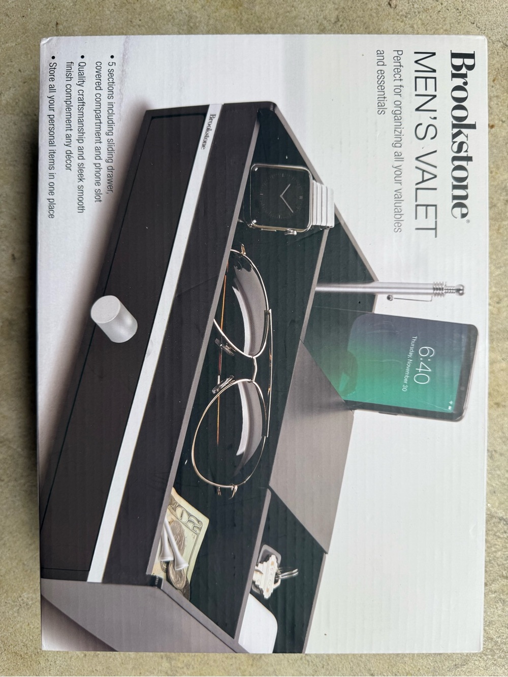 Brookstone Black and White Men’s Valet Tray